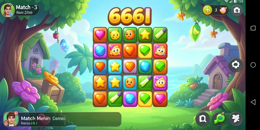 Screenshot gameplay 666I yang memukau dengan objek-objek berwarna.