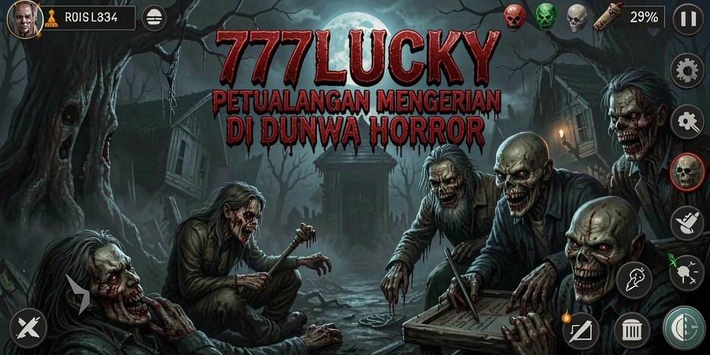 Screenshot gameplay mendebarkan dari 777LUCKY yang menunjukkan suasana horror.