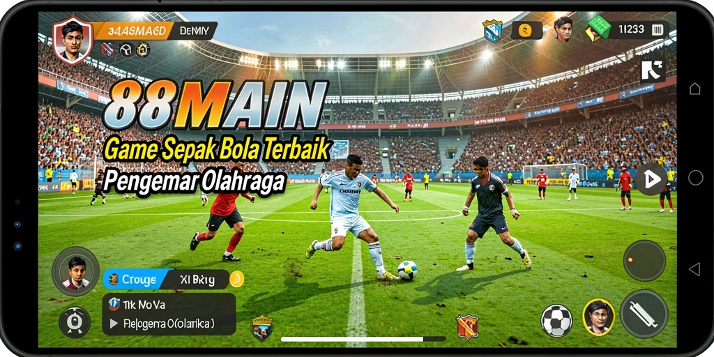 Screenshot gameplay 88MAIN menampilkan aksi seru dalam pertandingan sepak bola.