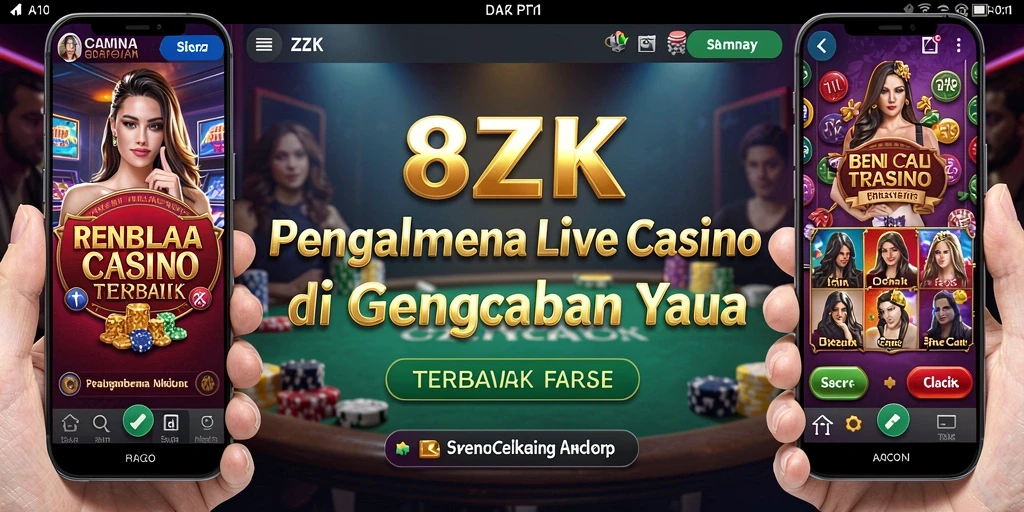 Screenshot gameplay 8ZK yang menampilkan dealer langsung dan pemain interaktif.