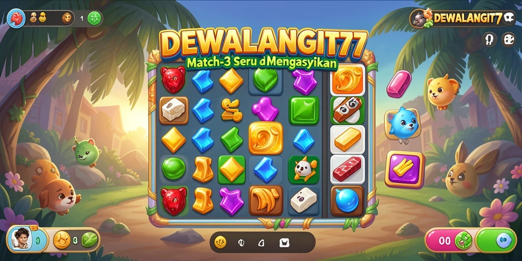 Tampilan menarik dari gameplay DEWALANGIT77 dengan tantangan Match-3.