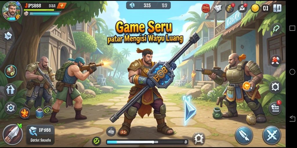 Tampilan gameplay JPS888 yang ceria dan interaktif.