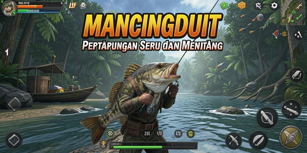 Tampilan gameplay seru dalam pertarungan MANCINGDUIT yang mendebarkan.
